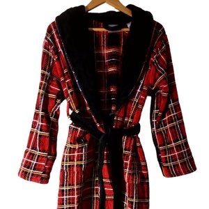 Lawford vintage y2k plaid turkish cotton women M bath robe red black white blue
